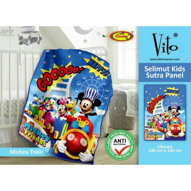 Selimut Mickey Mouse Merk Vito Kids Bahan Polyester Berkualitas Selimut Murah Karakter Mickey Mouse