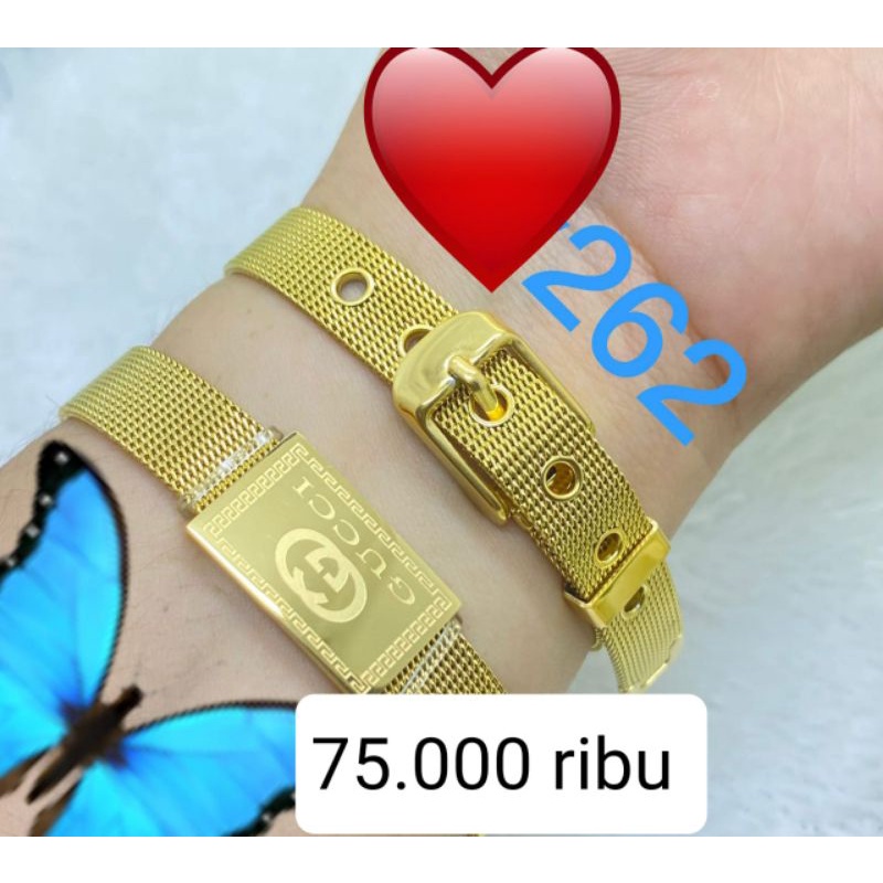 gelang titanium asli warna mas