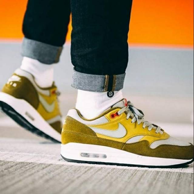 Sepatu Nike Airmax Air Max 1 PRM "Green Curry" Yellow Hijau Kuning Premium