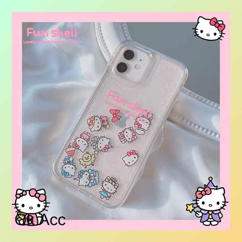 Softcase Casing HK Hello kitty karakter Glitter Unik Iphone 7 8 7+ 8+ X Xr Xs Max 11 Pro 12 Pro Max Fh25