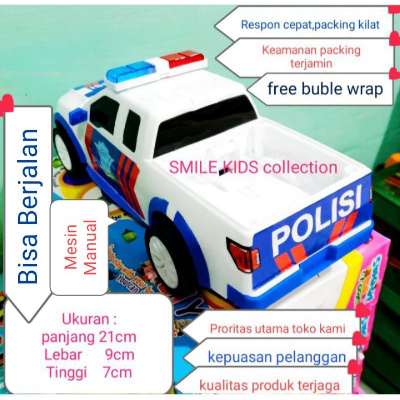 MOBIL POLISI PICK UP RKC SPORT Variasi Warna Putih Abu Kuning Mainan Anak Mesin Manual Gesekan Bisa Berjalan Dengan Cara Di Gesek SNI merek RKC-2