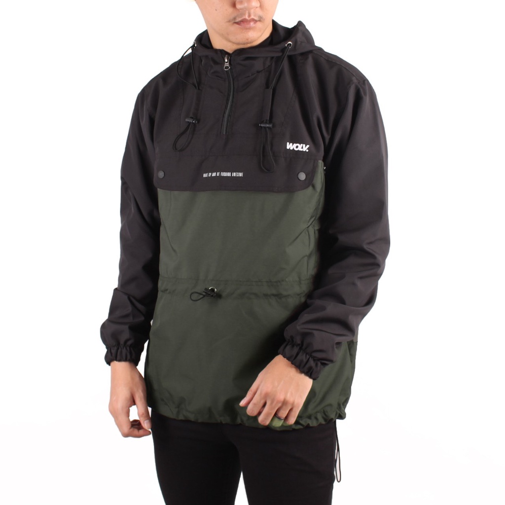 Jaket Parka Jeep Hijau Army Polos Anti Air Distro Gunung Hoodie/Kupluk bisa lepas pasang