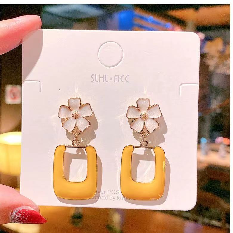 (Hello Girl)E19 Anting Bunga Sguare Fashion Wanita Stud Earrings Import