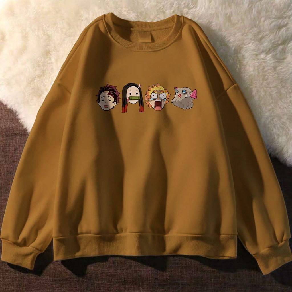 SWEATER CREWNECK DEMON SLAYER ICON SIZE M - XXL SWEATER ANIME CREWNECK WIBU - SWEATER TEBAL PREMIUM