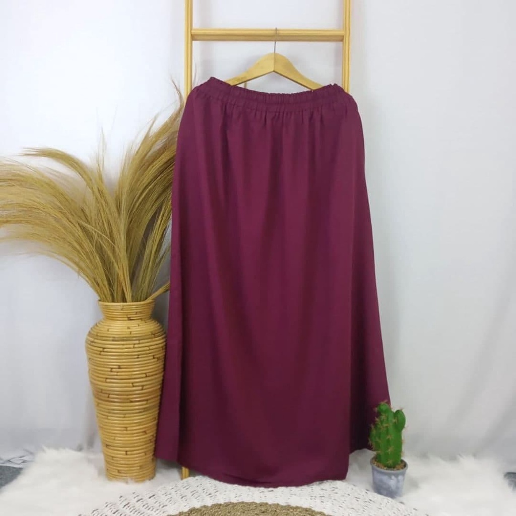 ROK SUPER JUMBO MOSCREPE BIGSIZE - LP 150 CM -  BB 100 KG KEATAS - BISA COD - BUMIL - BAHAN NYAMAN-BURGUNDY