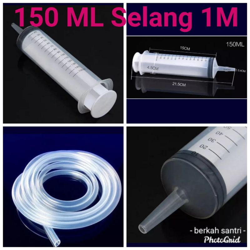 SUNTIKAN tanpa jarum selang suntikan spuit JUMBO KAPASITAS BESAR 150 CC ML LARGE SYRINGE Suntikan radiator air aki dll