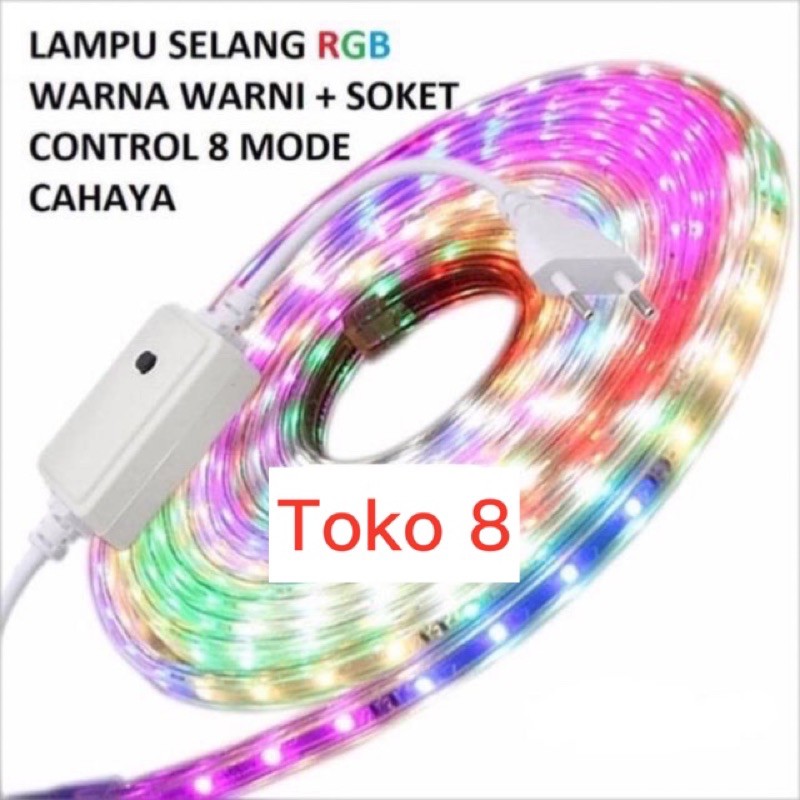 LAMPU LED STRIP SELANG WARNA WARNI 3528 2835 220V + ADAPTOR 10M OUTDOOR LED STRIP RGB LAMPU HIAS