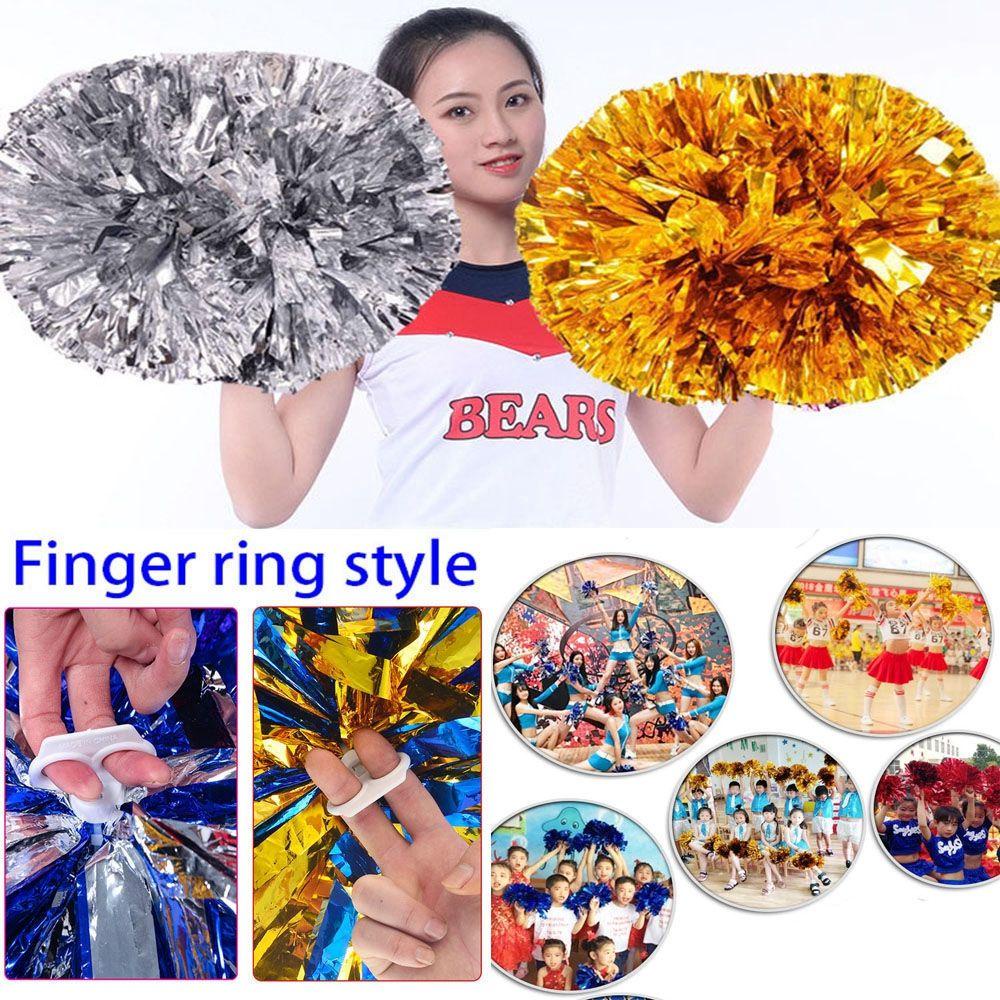 Chookyy Cheerleader Pom Poms Dress Kostum Lomba Bunga Double hole handle Penghias Pesta Tari