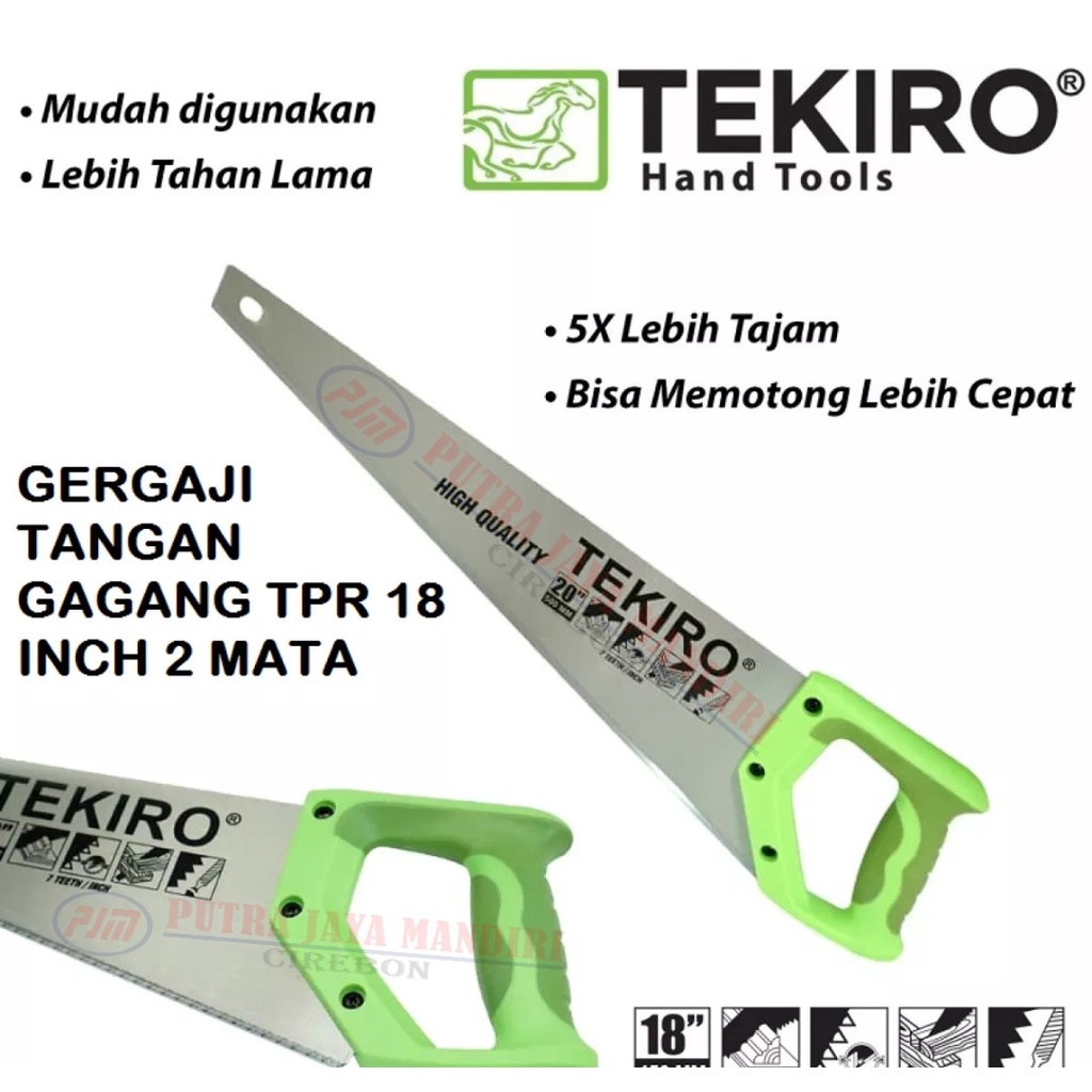 Tekiro Hand Saw 2 Teeth / Gergaji Kayu 2 Mata 18 Inch 450 mm 7 TPI