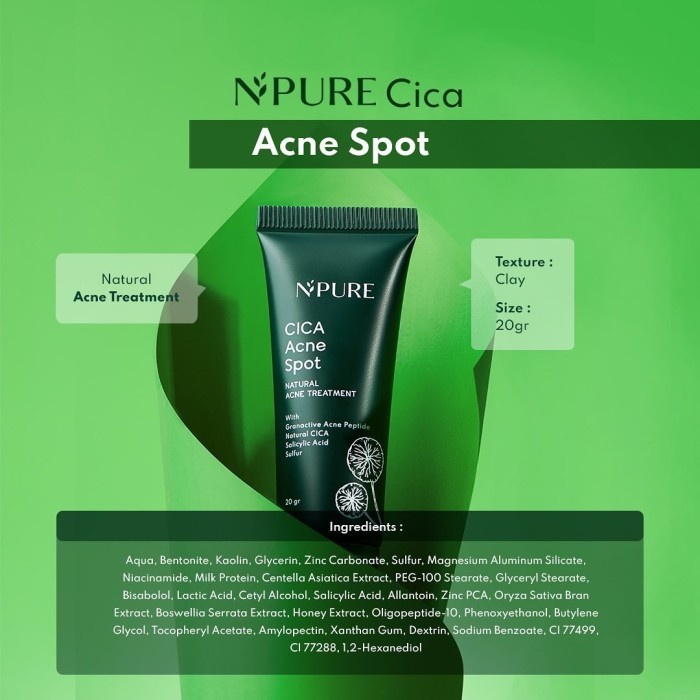 NPURE Acne Spot Cica Series 20gr mengatasi jerawat pada wajah atasi minyak berlebih wajah cantik berseri