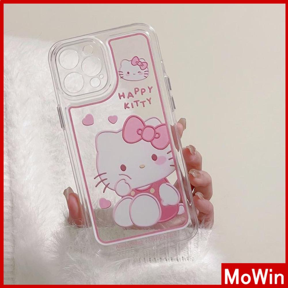 iPhone Case Clear Case Soft Thick TPU Shockproof Super Transparent Protection Camera Plating Button Pink Cartoon Cute For iPhone 13 Pro Max iPhone 12 Pro Max iPhone 11 iPhone 7Plus