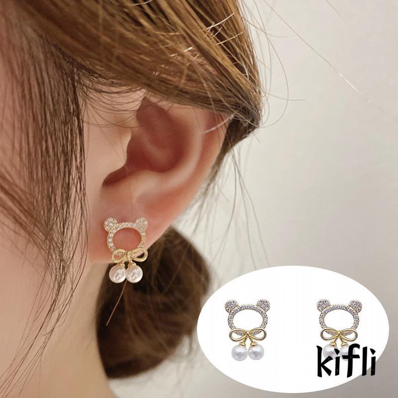 Anting,Bentuk Bulat,Motif Beruang,Untuk Wanita