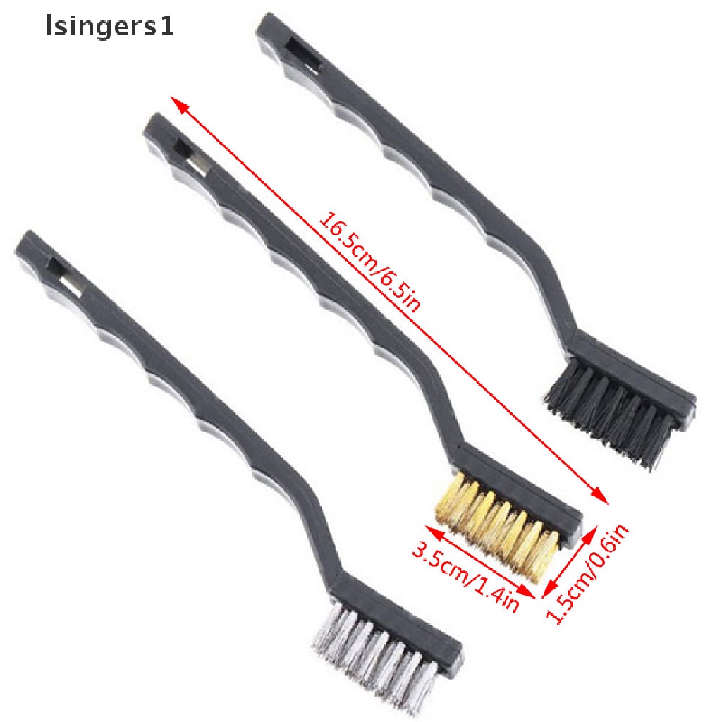 (lsingers1) 3pcs / Set Sikat Pembersih Karat Bahan Kawat Kuningan + Stainless Steel