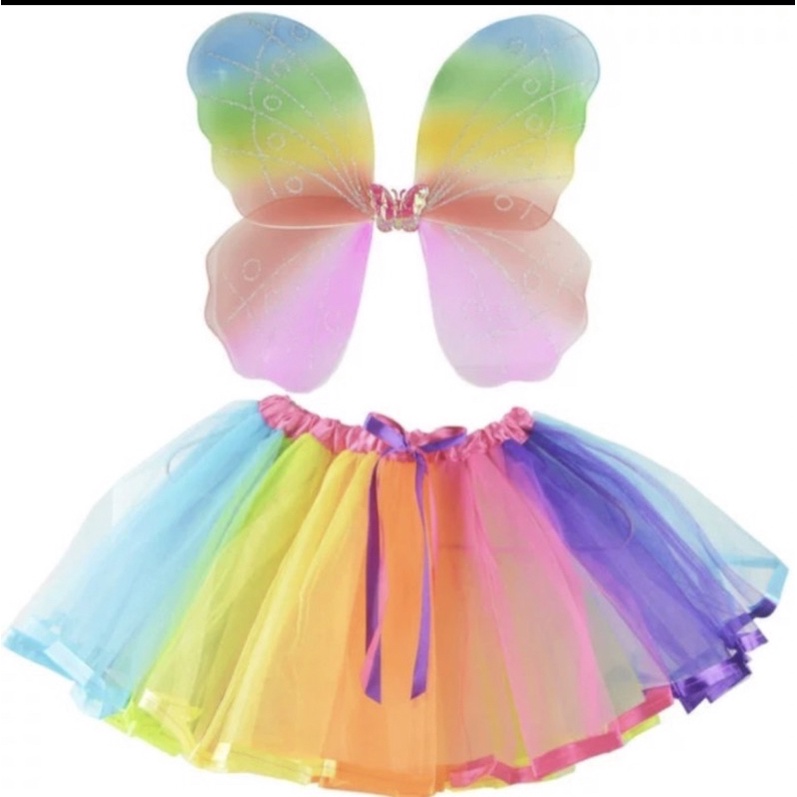 set rok sayap kupu kupu / rainbow butterfly wing set / sayap kupu2 pelangi anak