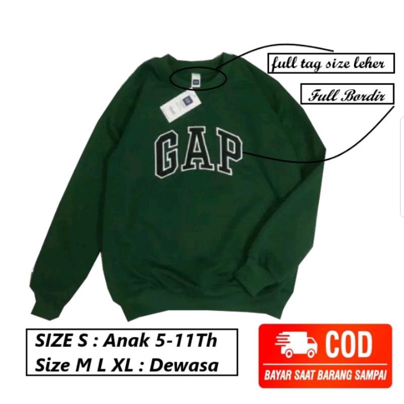 Crewneck GAP Bordir/Sweater GAP Fashion Pria/Wanita Bahan Tebal Termurah