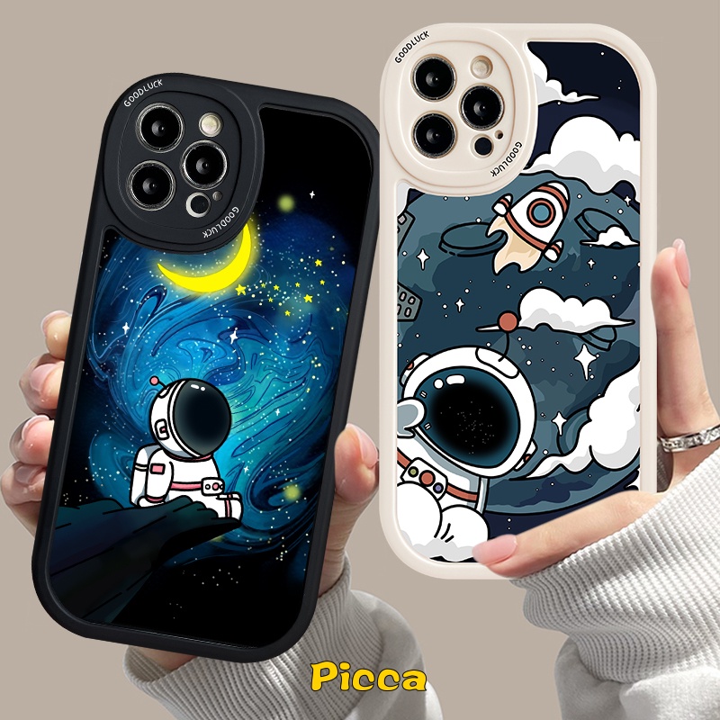 Kartun Trendy NASA Starry Sky Astronaut Case Realme C53 C30 C31 C35 C21Y C25Y 8 8i 9i C15 C25 C12 C25s C11 C17 GT Master Edition C20A C3 C21 C20 5i 6 5s 5 6s 8Pro 6i Soft Cover