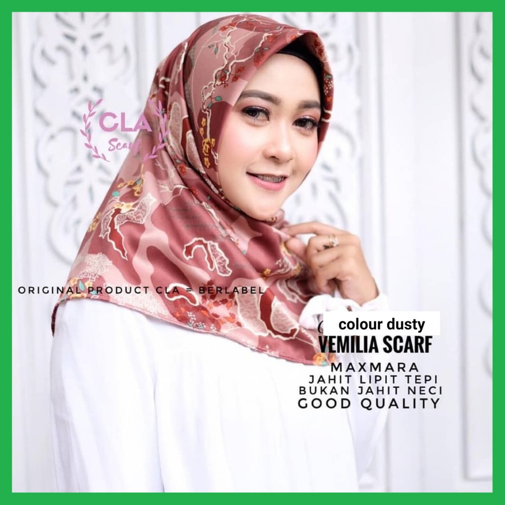 Vemilia Square Hijab Segi Empat Satin Max Monalisa Ukuran 115 Motif Bunga Blooming Rose Vemillia