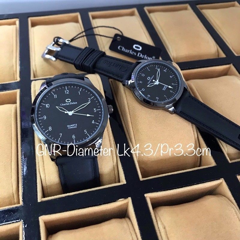 jam tangan couple charles delon original anti air sudah sepasang