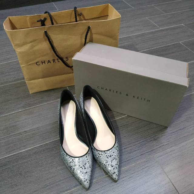 (Preloved) Charles and Keith Silver Heels