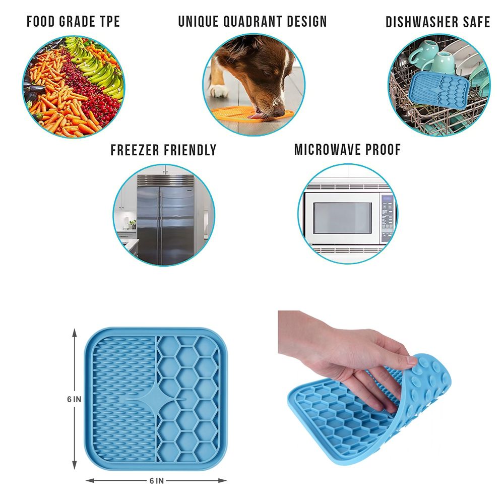 ELEGANT With Suction Cup Pet Slow Food Mat Food Grade Slow Food Bowls Dog Food Feeding Mat For Dog Cat Pet Anxiety Relief Silicone Durable Dispensing Tools Pet Lick Pad/Multicolor