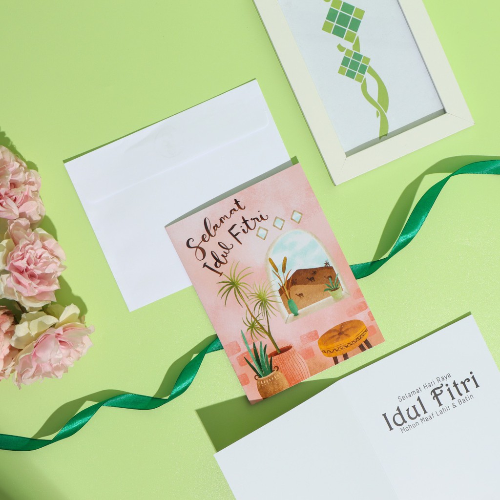 

KARTU UCAPAN LEBARAN LIPAT 2 DAN BONUS AMPLOP PUTIH GREETING CARD IDUL FITRI PREMIUM - 008