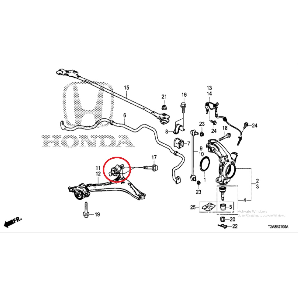 bushing bush bosh bos karet lower arm sayap depan kecil accord cr2 2013 2014 2015 2016 2017