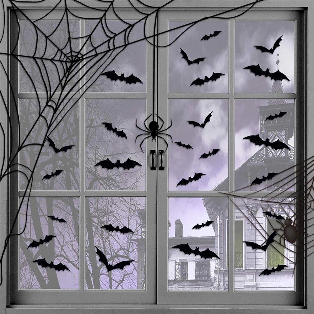 Solighter 72PCS Stiker Dinding 3D Perlengkapan Pesta Dekorasi DIY Dekorasi Halloween