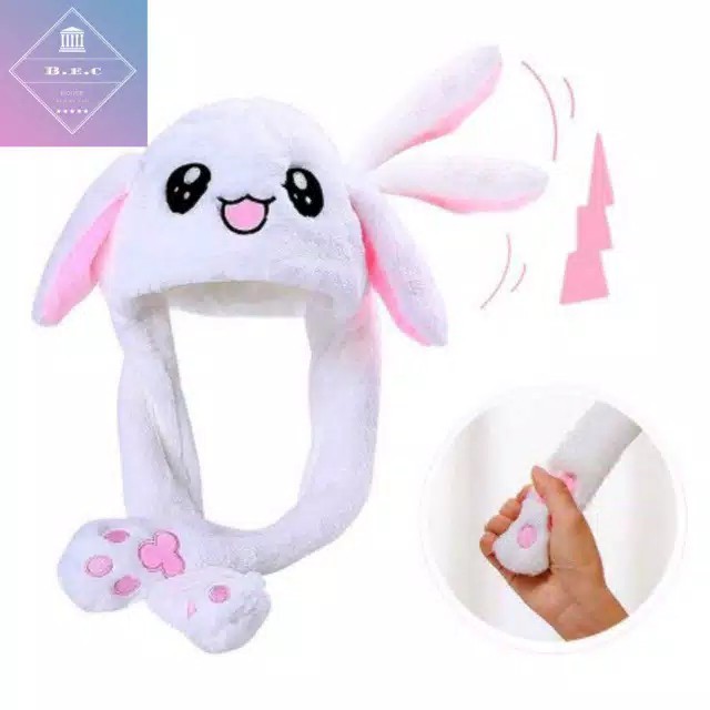 LS 030 - BUNNY HAT DANCING TOPI CUTE IMPORT KARAKTER DENGAN KUPING GERAK RABBIT EAR CAP IMPORT