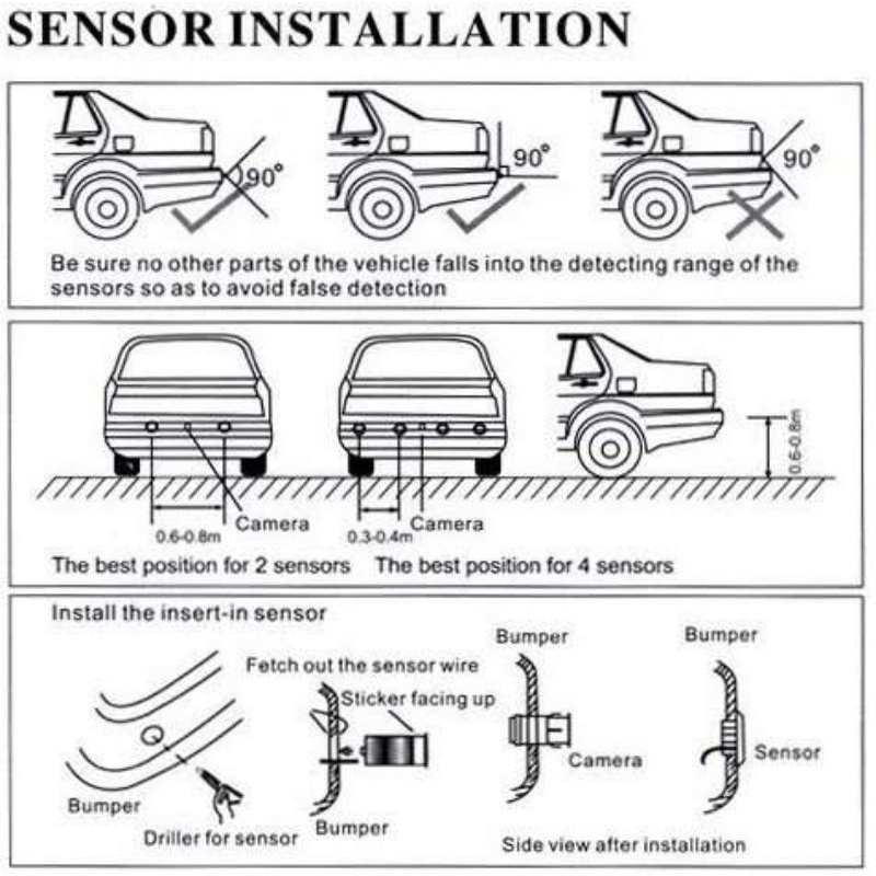 Set Sensor Parkir Mundur 2 Titik Mata Mobil Audio Suara Parking Indikator Jarak Display Lcd Universal