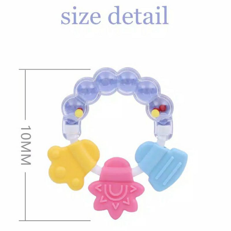 mainan bayi gigitan 2in1 teether + rattle genggaman pegangan baby maenan krincing krincingan