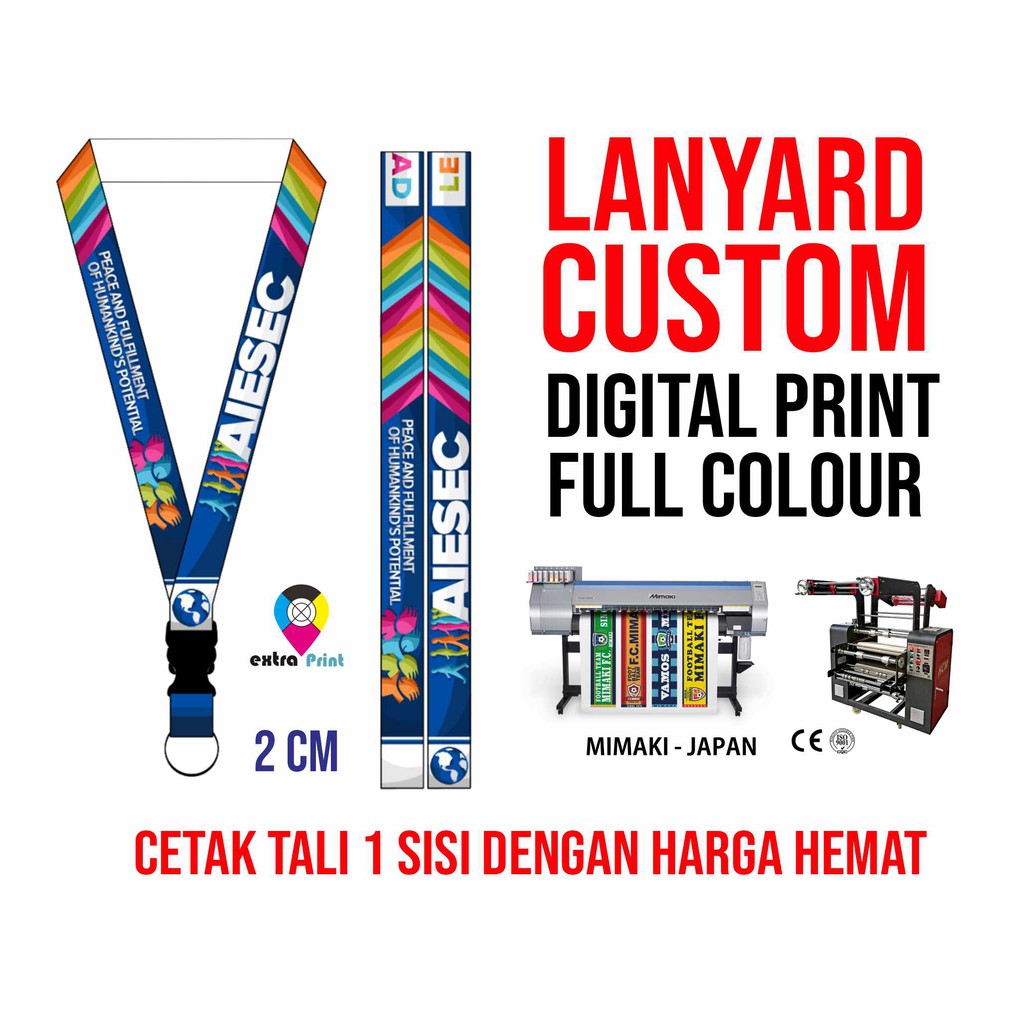 

LANYARD CUSTOM DIGITAL PRINT 1 Sisi Tali 2 cm
