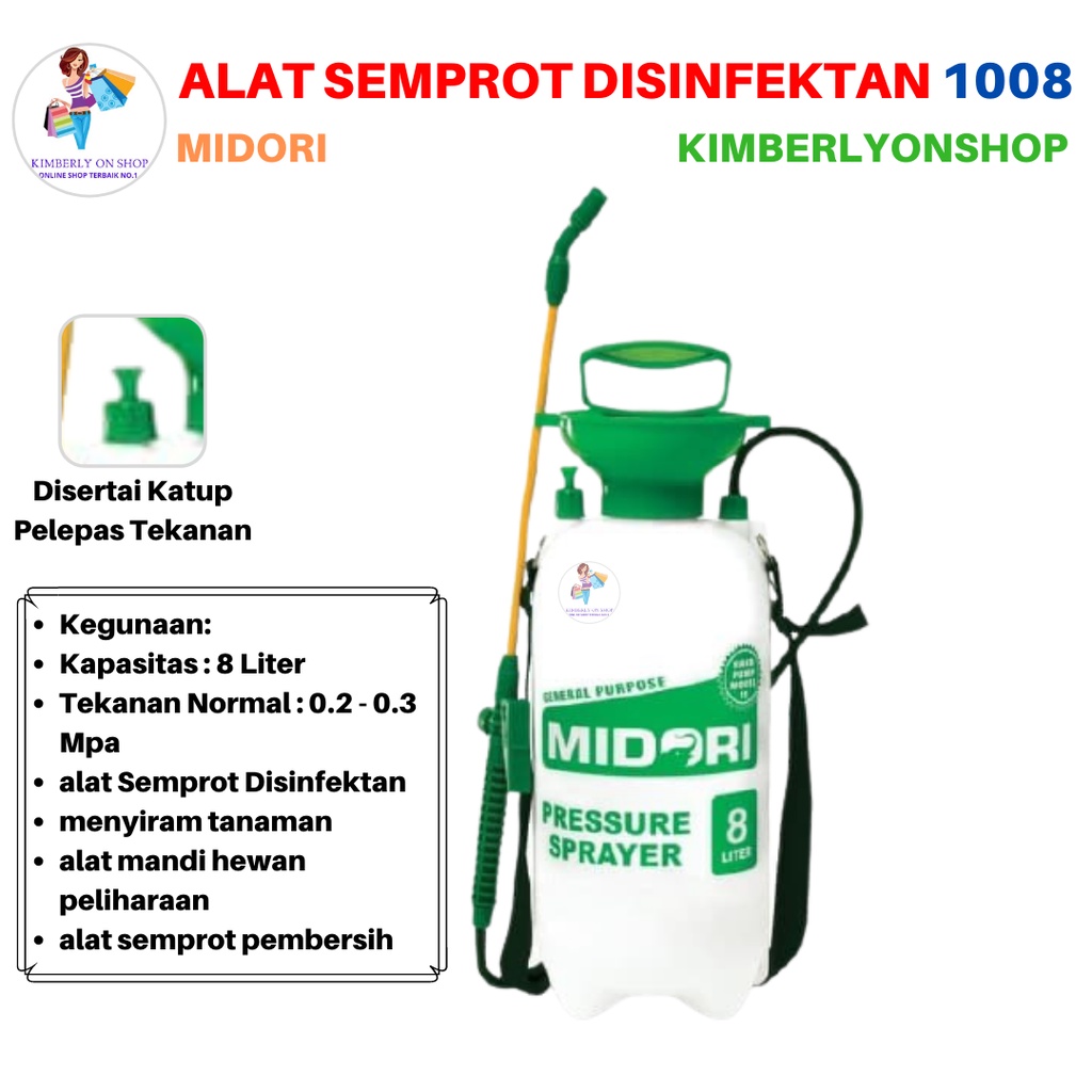 Alat Semprot Disinfektan Tanaman Bertekanan Midori 8 Liter 1008 MDR 08