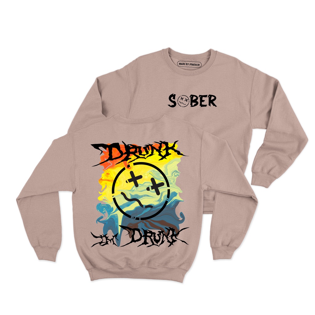 Sweaterpolos Basic Sweater SOBER ( Sablon ) Unisex Pria &amp; Wanita