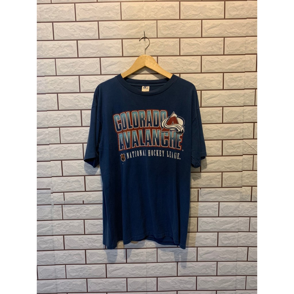 Kaos Vintage Colorado Avalanche nhl Tag Starter Made in USA Single Stich Atas Bawah Size L setara XL