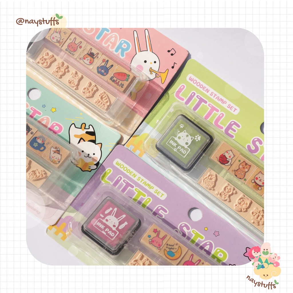 

Cute Wooden Stamp Set - Stampel Fancy, Stampel Lucu, Stampel Aesthetic, Stampel set, Stampel Anak
