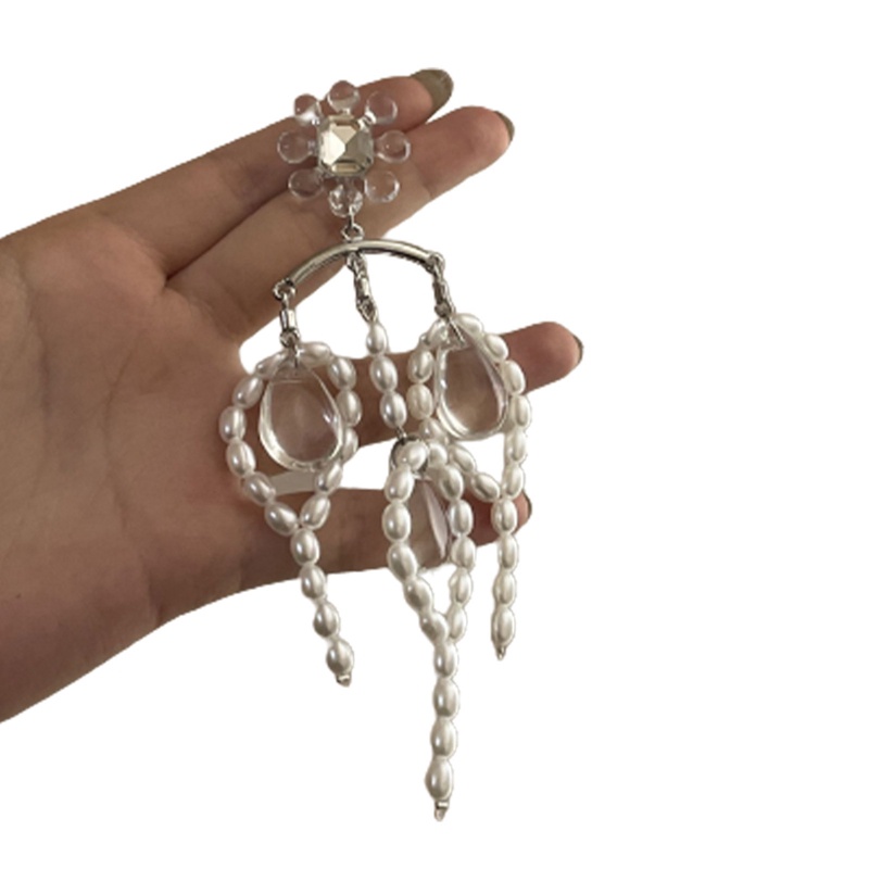 Anting Tusuk Gantung Bahan Sterling Silver 925 Hias Mutiara Gaya Retrobarok Oversize Untuk Wanita