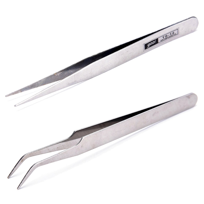 &lt; E2id &amp; &gt; 2pcs Pinset Stainless Steel Untuk Memasang Bulu Mata Palsu