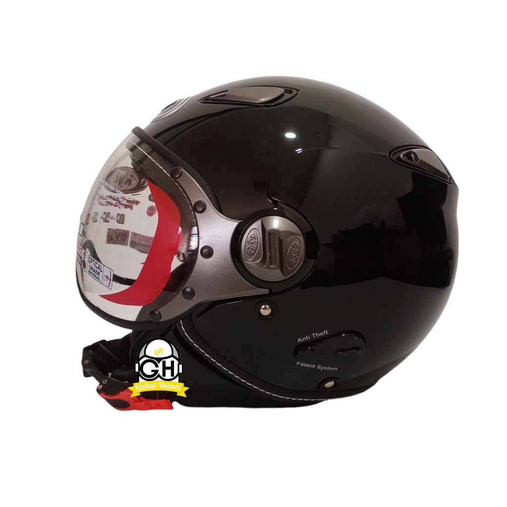 HELM KYT ELSICO SOLID BLACK GLOSS HALF FACE KYT HELM HALF FACE KYT ELSICO HITAM METALIK