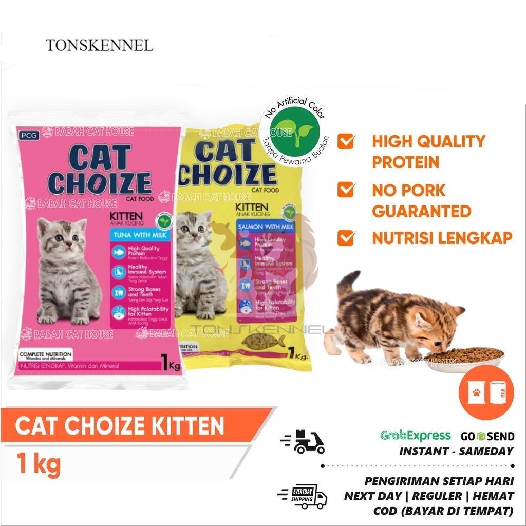 CAT CHOIZE KITTEN 1KG CATCHOIZE TUNA SALMON Makanan Anak Kucing Murah Pakan Food Kering Dry Catfood Choice 1 KG PINK KUNING HIJAU ORANGE