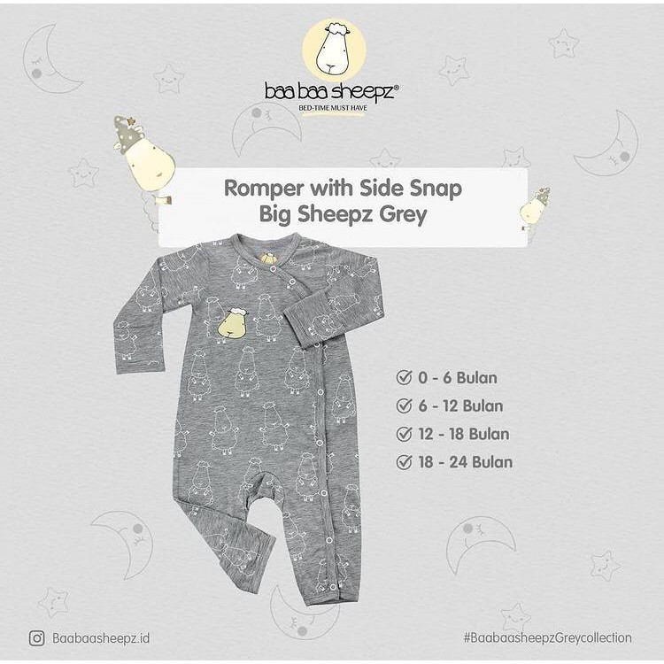 BBS Romper Side Snap Grey Big Sheep