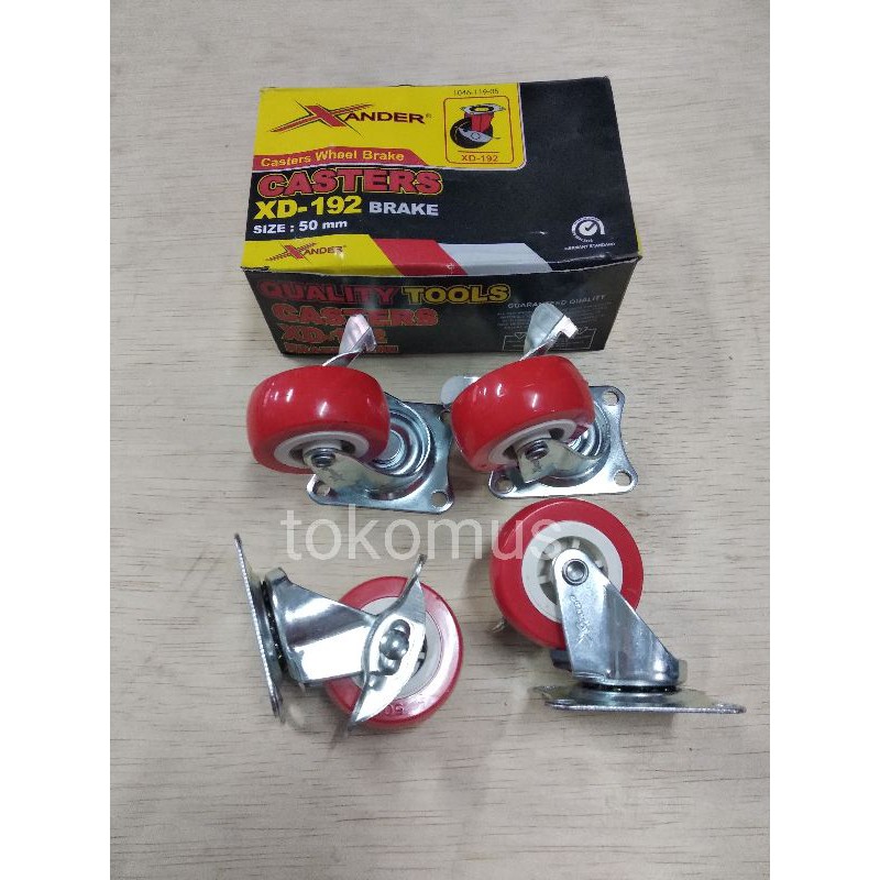 RODA KASTOR NYLON REM /RODA TROLLY/RODA ETALASE-XANDER MERAH PER PCS