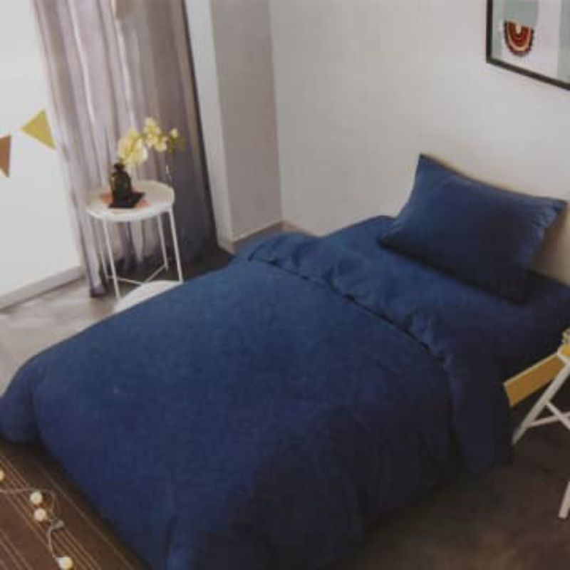 Sleep Lite 120x200 Cm Set 4 Pcs Seprai Bed Cover Emboss - Biru
