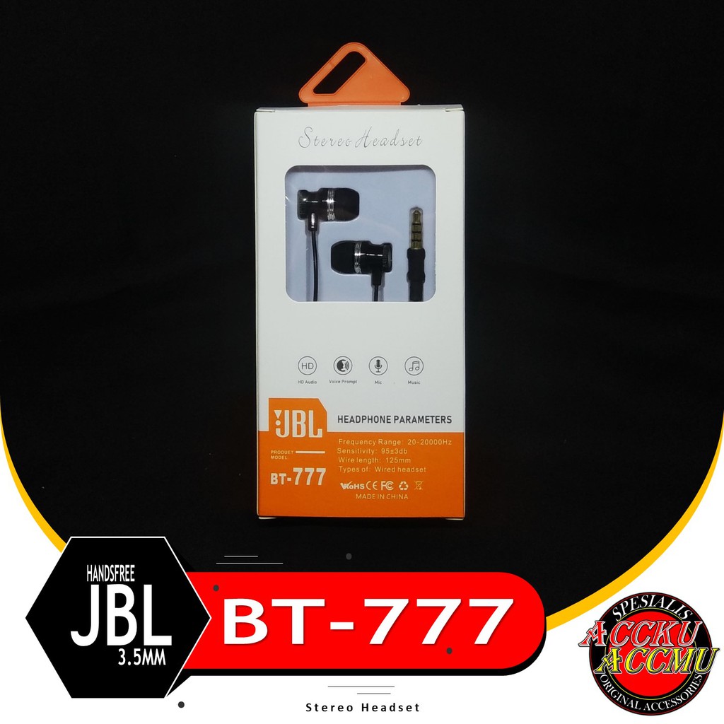 HANDSFREE MURAH MERK JBL BT-777 EARPHONE HEADSET UNIVERSAL 3.5mm HEADSET JBL