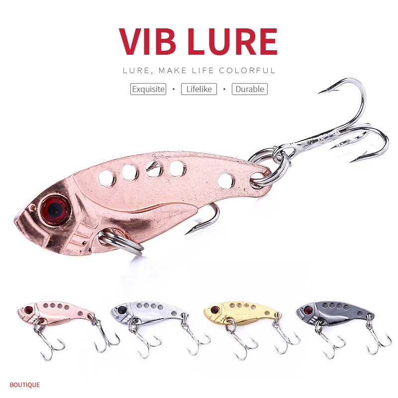 HENGJIA 4pcs 3.5cm/3.2g VIB Metal Sequin Umpan Pancing Swimbait Fishing Lure Bass Ikan Kail Tackle