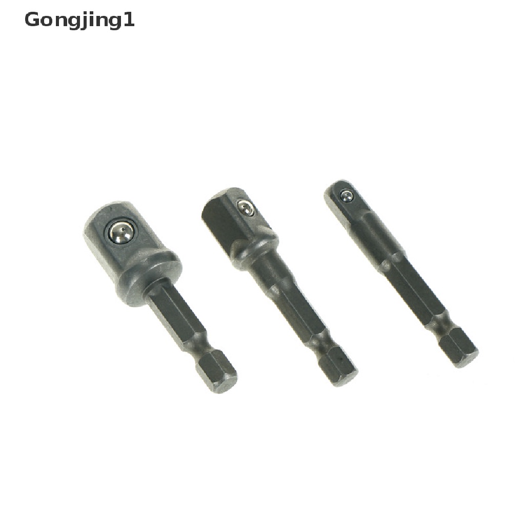 Gongjing1 3pcs / Set Adapter Mata Bor Hex Shank 1 / 4 &quot;3 / 8&quot; 1 / 2 &quot;