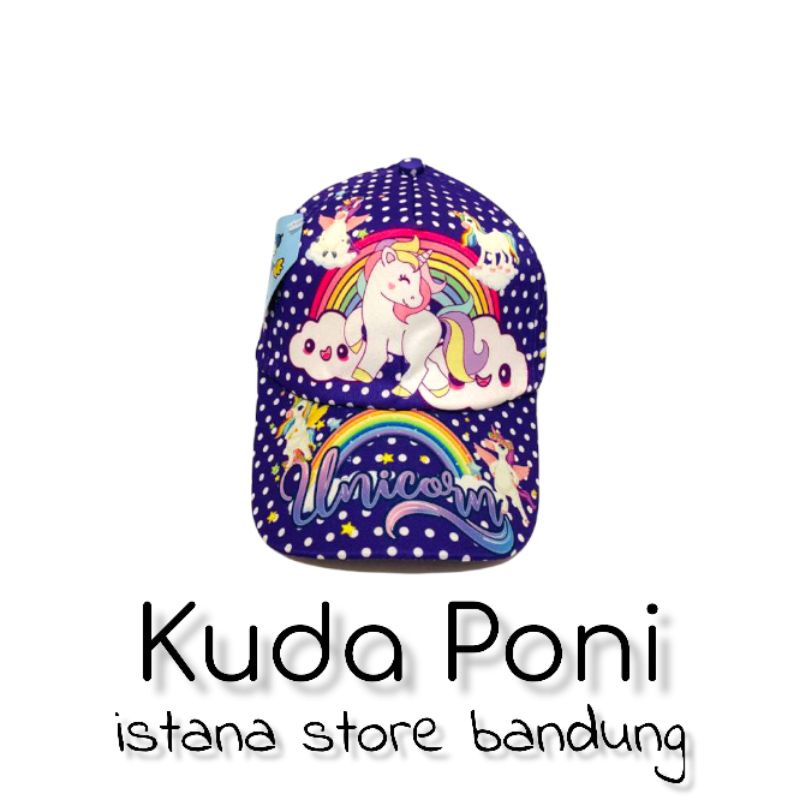 Topi kuda poni anak perempuan topi unicorn anak motif full print sublim lucu