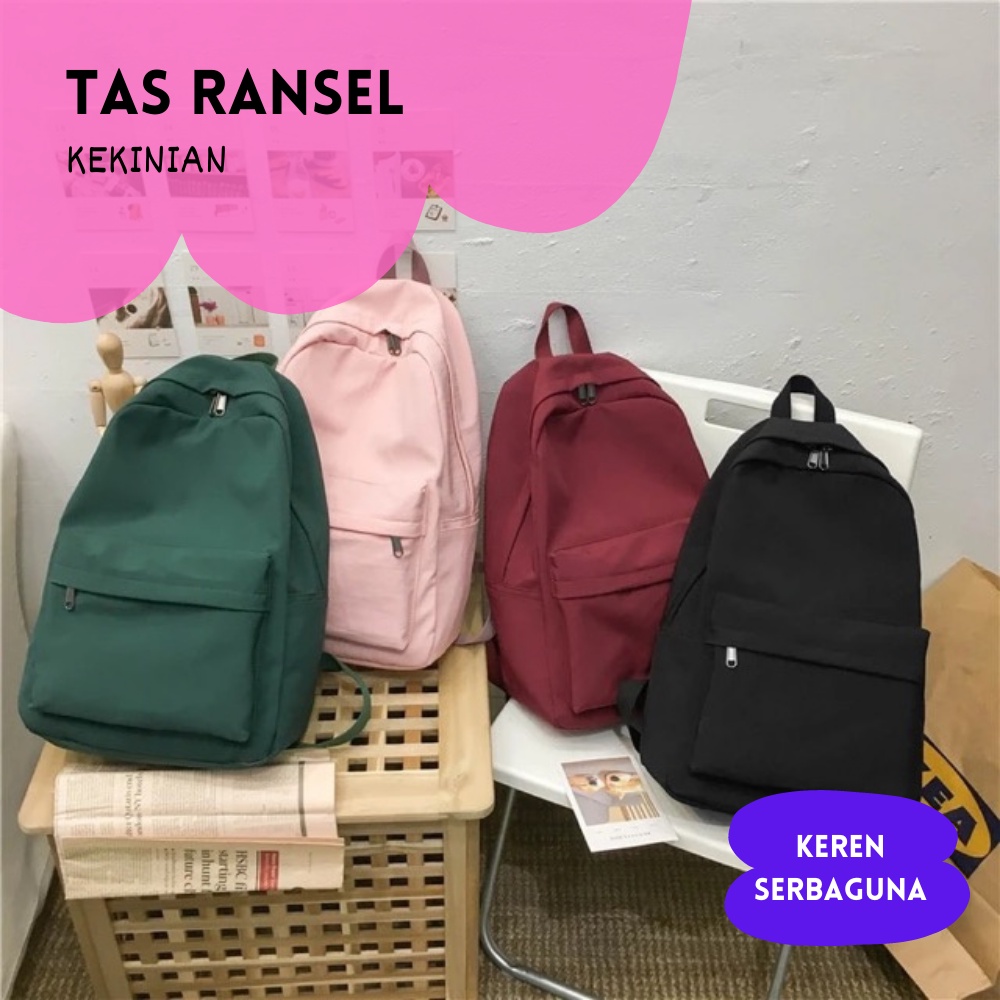 [PROMO - COD] Tas Ransel Punggung Backpack Sekolah Kuliah Fashion Wanita Pria Unisex import Laptop T