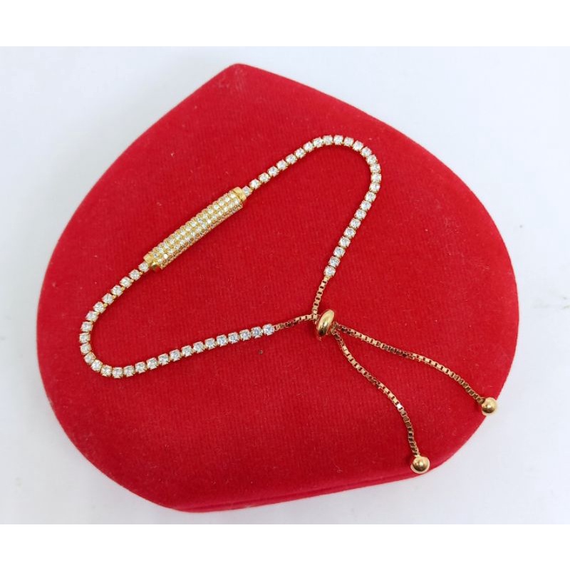 GELANG ASLI PERAK 925 LAPIS EMAS/GELANG SERUT LISTRING MATA PUTIH COR/GELANG ASLI SILVER/GELANG FASHION WANITA