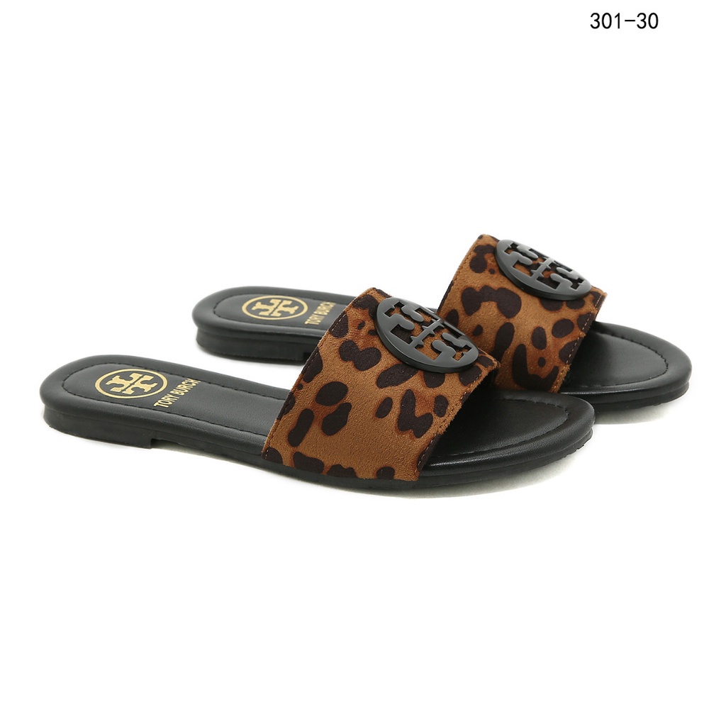 TB Leather and Suede Slide Sandals  #301-30