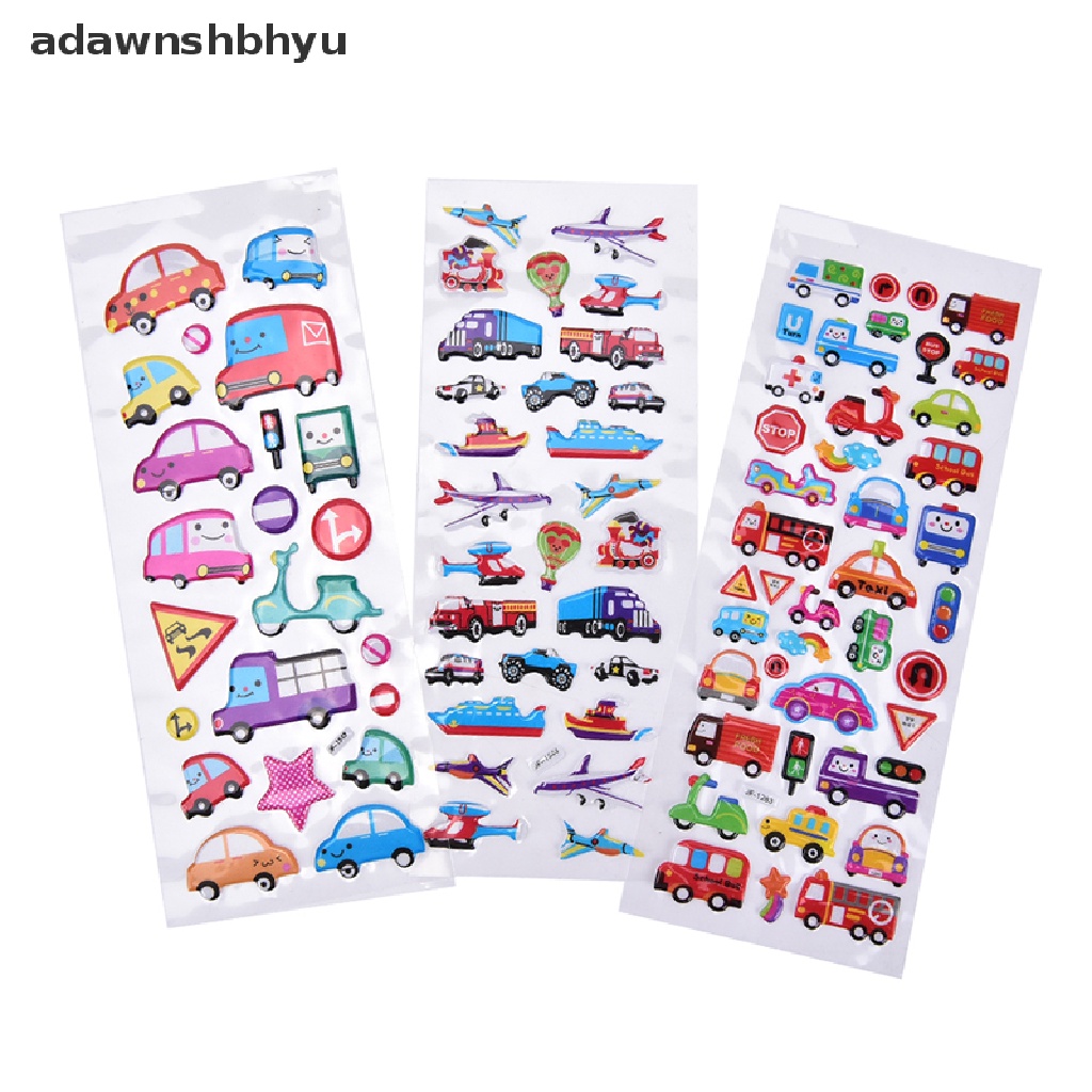 Adawnshbhyu 2Pcs Kartun Gelembung Stiker Diary Transportasi Notebook Sticker Label Dekorasi